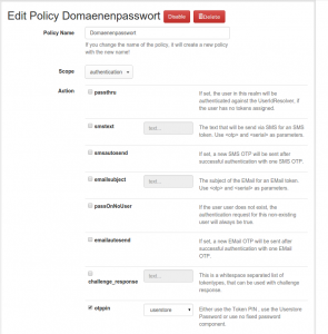 Edit policy 'domain password'