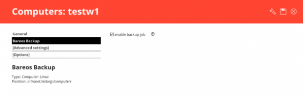 Univention Client mit Bareos Backup - Screenshot
