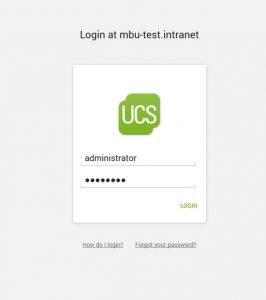 Screenshot of UCS login
