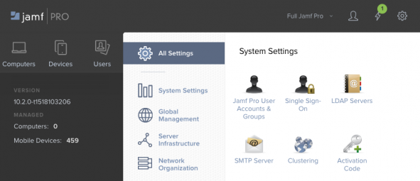 Screenshot of the software jamf PRO