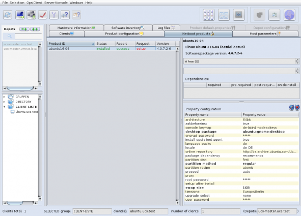 Screenshot of opsi with Ubuntu 16-04