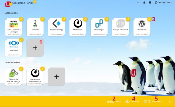 Screenshot Univention Portal with Visual Composer Mode