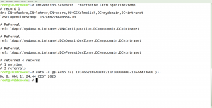 Screenshot of the retrieved samba attribute "Last Logon Timestamp"