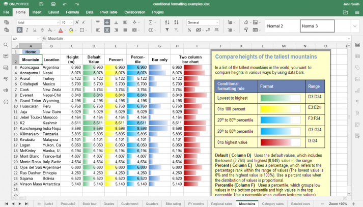 Screenshot of a spreadsheet created with ONYOFFICE