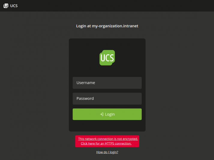 Screenshot showing the login of UCS 5.0 Beta
