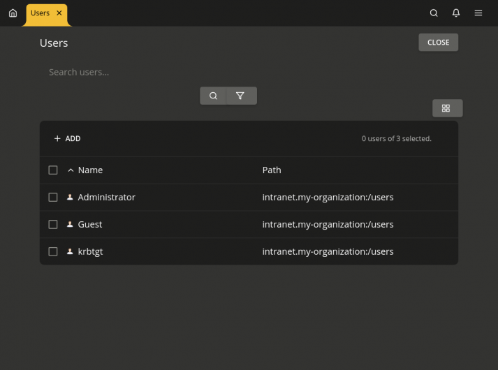 View of the Univention Directory Manager in UCS 5.0 beta