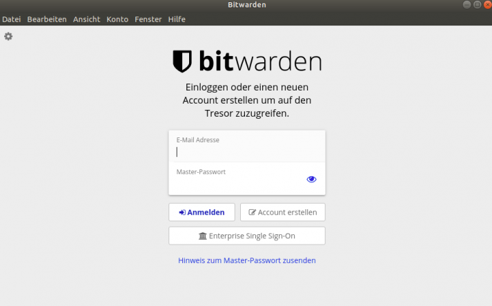 Screenshot der Registrierungsmaske von Bitwarden